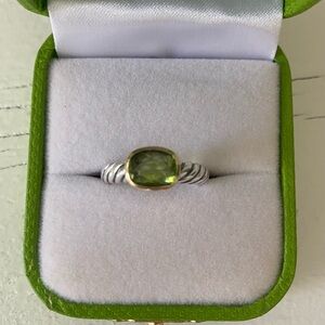 David Yurman Peridot Oval Cable Ring, Sterling Silver & Gold (6.5)
